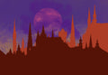 The Moon Persists Wall Art – moody moonlit city silhouette artwork
