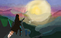 Witch at Golden Hour Wall Art – magical sunset landscape print